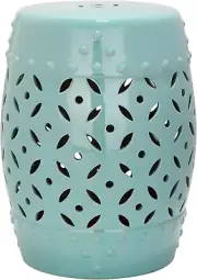 ACS4510C Lattice Coin Ceramic Decorative Garden Stool, 0, Robins Egg Blue