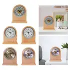 Analog Alarm Clock Portable Solid Wood Countertop Alarm Clocks Desktop Clock for