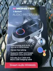 Monster Bluetooth 3.5mm AUX Audio Receiver Adapter with Voice Assistant Support