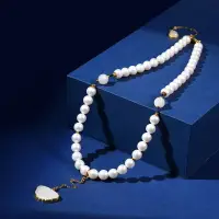 在飛比找樂天市場購物網優惠-【巴黎精品】珍珠項鍊和闐玉吊墜-8-9mm天然淡水珍珠女飾品