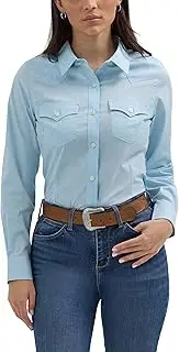 [Wrangler] Women's Western Pink Button Down Shirt, Pink, Medium