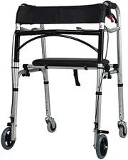 Walker,Walking Frame Folding Lightweight 4 Wheels Aluminium Mobility Walker Rollator with Hand Brake Waterproof Soft Seat Little Surprise