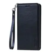 For Samsung Galaxy A52S Hanman Leather Wallet Case Flip Card Holder Slots Magnetic Shockproof Cover (Black)