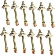 12Pcs Furniture Connector Bolts Threaded Rod Connectors 4 in 1 Half Moon Spacers Metal M8 Fittings for Bed Assembly Table, M8x100mm