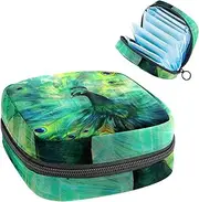 Period Bag,Sanitary Napkin Storage Bag,Abstract Blue Peacock,Tampon Holder for Purse
