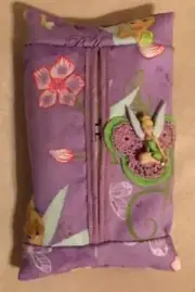 Disney Inspired Purple and Green Tinker Bell Fairy Pocket Travel Tissue Holder