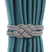 4PCS Magnetic Curtain Tiebacks Buckle Holder Hooks Rope braided Tie Backs Light Grey