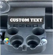 Custom Text Carbon Fiber EZGO RXV Golf Cart Cup Holder / Dash insert. EZ-GO