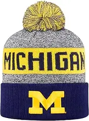 LogoFit NCAA Team Color-Embroidered Logo -Cuffed Knit Skully Beanie Pom Hat-OSFM