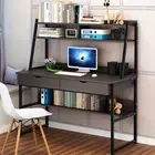 Enterprise Large Computer Desk Workstation with Shelves & Drawers (Black/Brown)