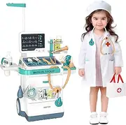 Jovow Doctor Kit for Kids, Pretend Medical Station Set for Boys & Girls,Pretend Medical Kit Toy, Mobile Cart with Sound and Light Functions, Kids Doctor Kit for Toddlers 3-5 Birthday Gift