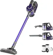 [Devanti] Cordless Vacuum Cleaner, Stick Vacuum Strong Suction Handheld Hand Held Handstick 2-Speed Car HEPA Filters 150W Compact Dustbuster Sweeper Dust Buster Portable for Home Stairs, Purple