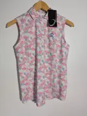 NWT WOMEN'S ZERO RESTRICTION TAE S/L POLO, SIZE: M, COLOR: RAZZLE (J525)