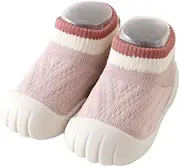 [HEOXIN] Baby Crawling Socks, First Walking Shoes, Sock Shoes, Hut Shoes, Toddler, Non-Slip, Soft Grip, Anti-Collision Toe Cap, Breathable Collision Colours, Mesh Walking Shoes, S-L, Pink, 6 Monate