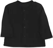 [POCKE] ] Cardigan Made in Japan of Black Waffle Fabric 90 100 Waffle Material Long Sleeve Baby Kids Border Snap Button