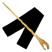 14.5" Hand Carved Almond Wood Serpent Magic Wizard Wand Wicca Pagan w/ Free Bag