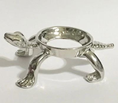 Silver Turtle Display Stand For Gemstone Eggs Amethyst Selenite Sphere Stand.