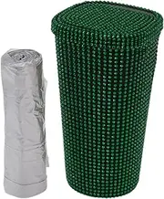 X AUTOHAUX Auto Car Trash Can Durable Front Seats Trash Bin Green 1 Pc 3.5" Length 3.5" Width 6.7" Height ABS Rhinestone