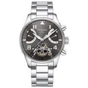 Men's Luxury Stainless Steel Automatic Watch, Tourbillon, Dual Sub-Dials (Dat...