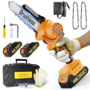 Mini Chainsaw 6 Inch, Brushless Electric Chainsaw Cordless with Orange