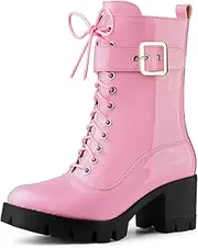 [Allegra K] Women's Zip Platform Chunky Heel Combat Boots
