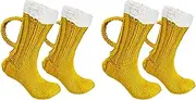 [bondoo] 2 Pairs Knit Beer Mug Socks, Knitting Unisex Socks, Funny Novelty Socks, Knit Beer Mug Socks Floor Sock, Winter Warm Socks For Women Men