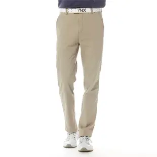 【Lynx Golf】男款彈性舒適經典百搭素面卡其褲平口休閒長褲-卡其色