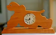Shelf/mantel COCKER SPANIEL Solid Figured Maple Quartz clock,AAA batt,7.25" tall