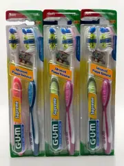 sunstar GUM #1394 soft supreme toothbrushes with tongue cleaner 6 count