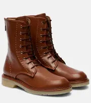 [Max Mara] Max Mara Urbancombat leather combat boots AU 5.5 brown