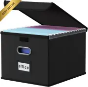 Foldable File Manager Box with Lid, Linen Hanging Storage for Letter/Legal