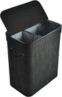 Bamboo Laundry Hamper, 100L Foldable Storage Basket, Dirty Clothes Bin Box with