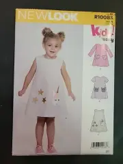 New Look R10083 Childs SZ 3-8 Simple Dress applique Unicorn Cat SEWING PATTERN