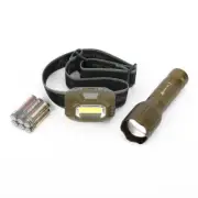 Ozark Trail Green Headlamp & LED 300 Lumens Flashlight Combo Batteries Included