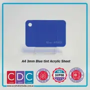 A4 Blue Tint 4 Pack 3mm Acrylic Perspex Sheet