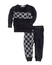 LITTLE MISH 2pc Checker Guitar T-Shirt & Pant Set
