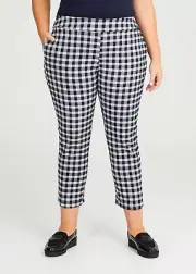 TAKING SHAPE Natural Blue Check Pants - sizes 18 / 20 / 22 - RRP $139.95