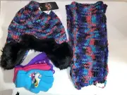 YOUNG GIRLS BEANIE HAT & KNIT SCARF SET WITH GLOVES