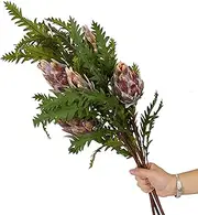 [JD Artificial Plants] 4pcs Artificial Branches with Fruits Artichoke,35 Inch Super Long Stem Realistic Fake Plant Globe Artichoke for Tall Vase Home Decor Centerpiece Wreath Supplies,Faded Burgundy