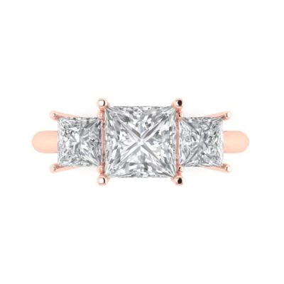 2.62Ct Princess Cut Clear Gemstone Solid Gold Engagement Promise Statement Ring