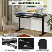 Giantex Height Adjustable Desk Electric Standing Desk w/Drawer Sit Stand Desk Black