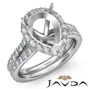 Halo Setting Pear Shape Semi Mount Diamond Engagement Ring 18k White Gold 1.3Ctw