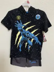 Black Panther Marvel Boys size 8 Top & Shorts Outfit