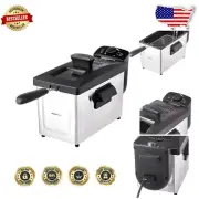 Versatile 3 Liter Electric Deep Fryer - Stainless Steel with Custom Temp Control