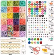 12000 Pcs Clay Flat Beads, DIY Jewelry Making Bracelets Necklace Kit