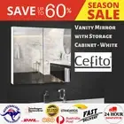 Bathroom Mirror Cabinet Wall 750mm Mirrorred Cupboard Storage 2-Door Shelves