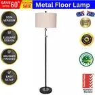 Sarantino Metal Floor Lamp Cream Drum Shade Space Saving Floor Lamp