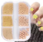 Nail Caviar Beads, Micro Mini Steel Ball Beads Nail Art Decorations, Orange