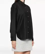 Theory Classic Button Up Shirt Pure Virgin Wool Flannel Charcoal Grey L;NWT$375