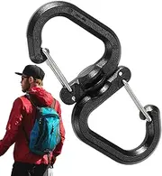 360 Rotating Double Carabiner - Keychain Locking Hooks, Portable Swivel Clips | Multi-Use 360° Swivel Carabiner Hooks for Camping Accessories, Backpack, Outdoor Gear, Secure and Durable Locking Clips
